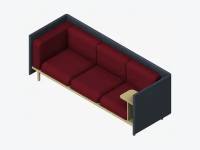Sofa - Contemporary - Flame - Medium Work Shelf Low-poly 3D model