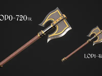 Fantasy Axe 1D Low-poly 3D model