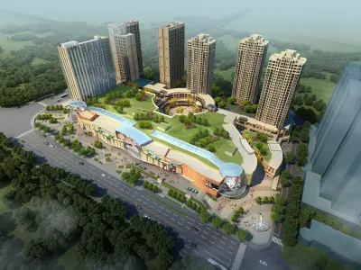 3Dmax fashion city commercial square building 377 3D model