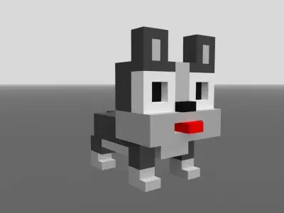 Kitten pixelated dog Low-poly 3D model