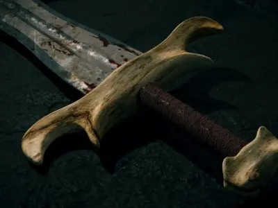 Shortsword with bone hilt Free 3D model