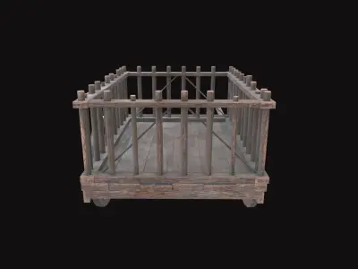 Medieval Wagon Low-poly 3D model get