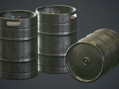 Stainless Steel Beer Keg PBR Game Ready Low-poly 3D model