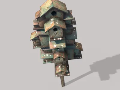 Wooden Bird Houses 3D model