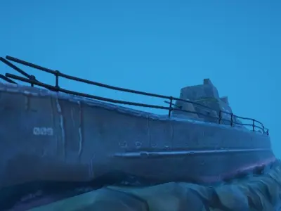 Battleship Shipwreck Low-poly 3D model