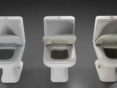 Toilet with 3 finishing options Low-poly 3D model