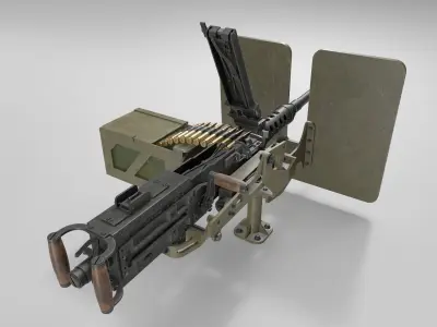 Browning M2 Low-poly 3D model