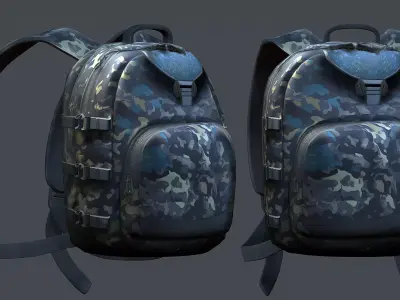Backpack military combat Black baggage Low-poly Low-poly 3D model 4