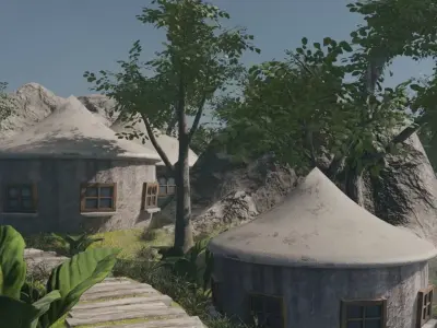 Tranquil Village Landscape 3D model