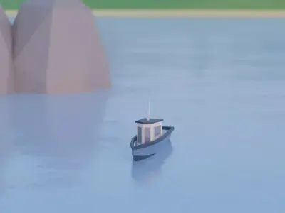 Low Poly Fishing Boat Low-poly 3D model purchase