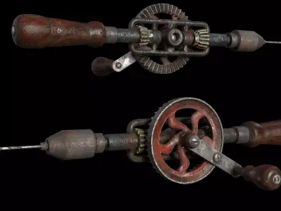 Vintage Hand Drill Low-poly 3D model