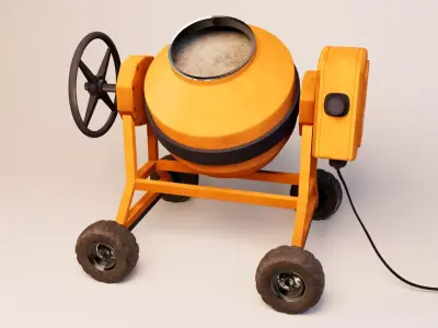 Portable Cement Mixer Low-poly 3D model