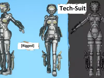 Tech-Suit robot Low-poly 3D model
