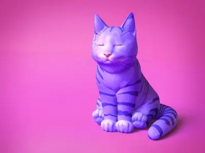Cat cartoon character Low-poly 3D model