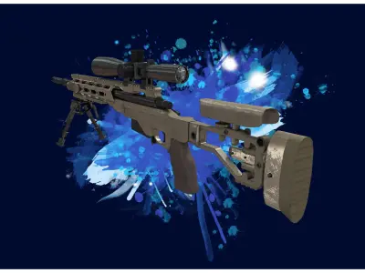 SNIPER 1 - Remington MSR Sniper - 4K Game Ready  Low-poly 3D model