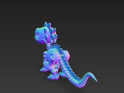 Mechanical Articulated Cute Baby Dinosaur Skeleton 3D print model purchase
