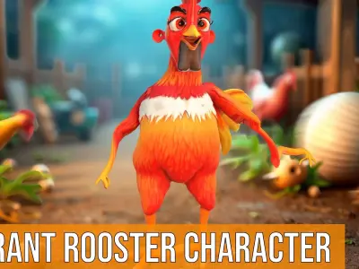 Vibrant Rooster Character model pack Low-poly 3D model