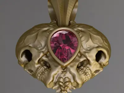 Antique Pink Pear Skull Pandent 3D print model