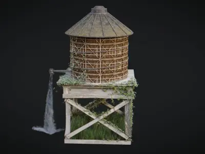 Water Pumping Windmill Low-poly 3D model