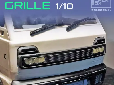 WPL D12 1-10th New Grille with headlight lens 3D print model
