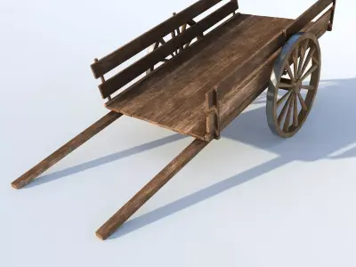 Wooden cart 02 Low-poly 3D model