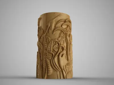 Hieroglyphic relief Cylinder Box 3D print model