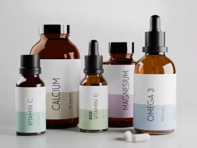 5-Part Supplement Bottle Mockup Pack 3D model