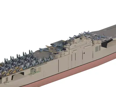 ww2 us navy aircraft carrier inspired by USS lexington cv-2 3D model