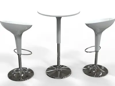High table and stool - Bar set 1 3D model