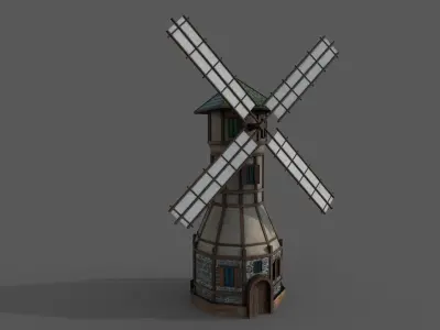 Medieval Fantasy Windmill 3 Low-poly 3D model