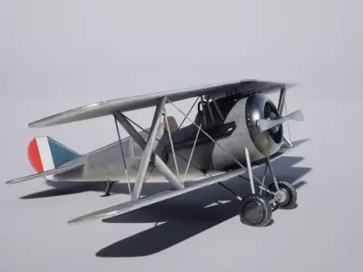 Military Biplane Low-poly 3D model