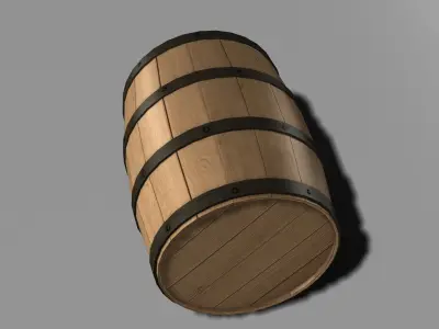 Wooden Barrel Low-poly 3D model 12