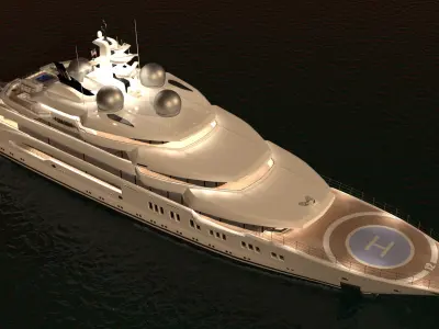 Amadea Superyacht Night Scene 3D model