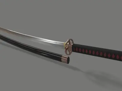 PBR Katana Japanese Sword Low-poly 3D model