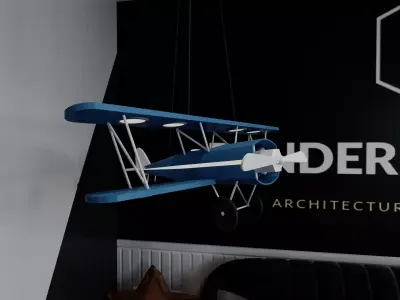 LowPoly Aeroplane toy with scene Low-poly 3D model