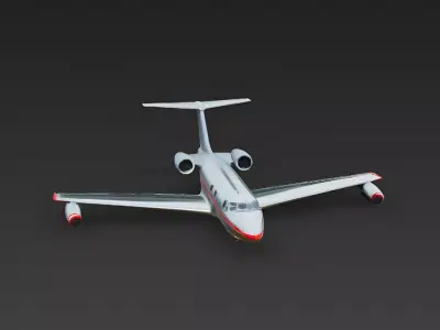 Retro 1960s Executive Jet 3D Model Low-poly 3D model