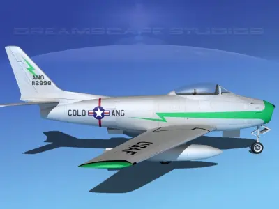 North American F-86 Sabre Jet V23 Col ANG 3D model