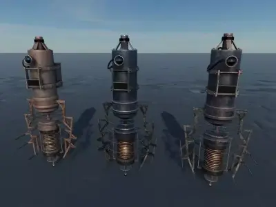 osy21 spaceship in ocean Low-poly 3D model