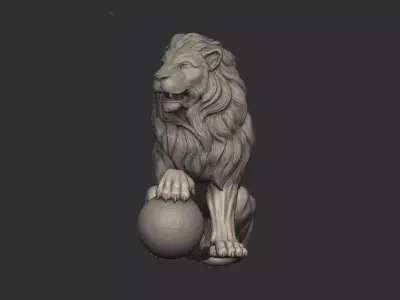 Spanish Parliament Lion Statue 1865 Neoclassical Bronze Lion 3D print model