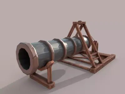 Low poly Stylized Huge Cannon Low-poly 3D model