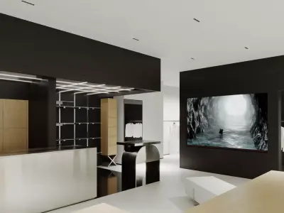 Modern Minimalist Clothing Store Interior Scene 3D model