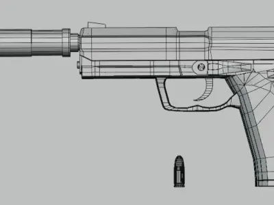 Handgun Fire Low-poly 3D model