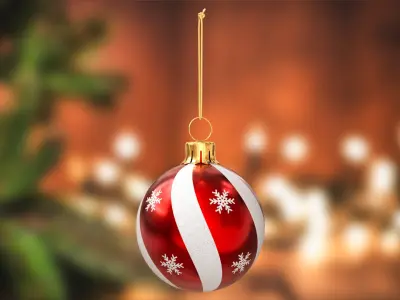 Red Christmas Ornament Snowflake Design &amp;ndash; Christmas Decoration 3D model