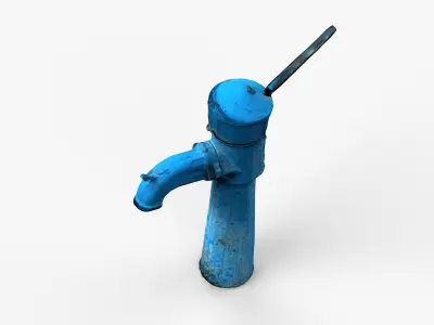 3D scan of Old Outdoor Cast Iron Hand Water Pump Low-poly 3D model