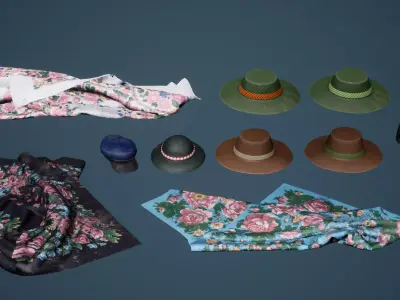 Hats Shawl Boot Low-poly 3D model