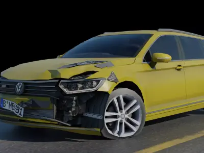 ACCIDENT WV PASSAT  Low-poly 3D model
