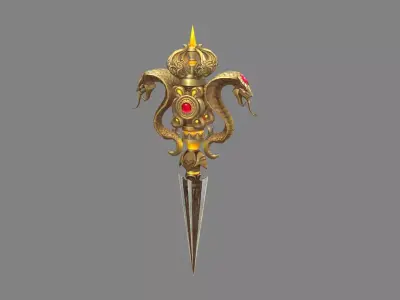 Gold Cobra Dagger - magic weapon Low-poly 3D model