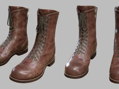 US WW2 Tactical Boots Low-poly 3D model
