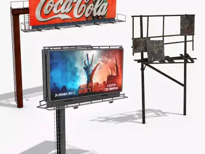 Lowpolygonal Street Billboards 3D Models Low-poly 3D model
