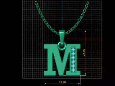 Pendant Necklace with Pave 3D print model